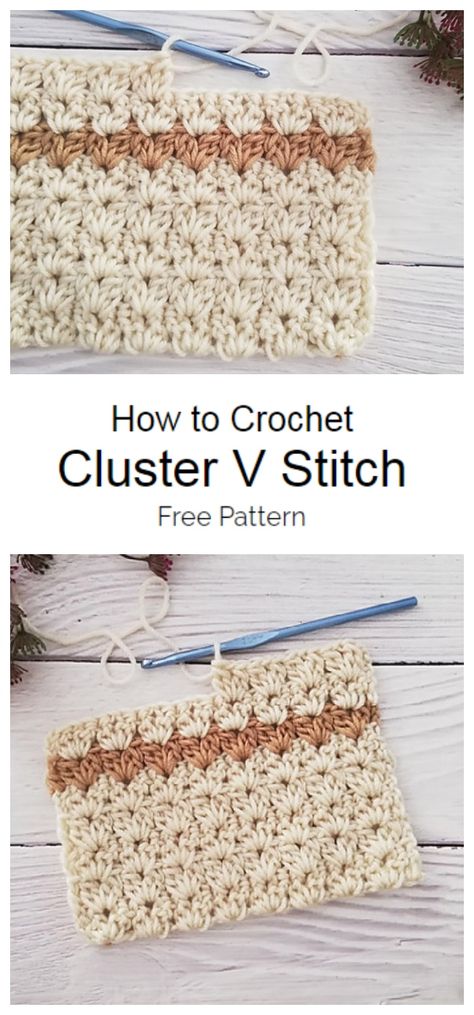 How to Crochet Cluster V Stitch - Crochet Kingdom Cluster V Stitch, Crochet Kingdom, V Stitch Crochet, Crochet Cluster Stitch, Cluster Stitch, Crochet Baby Blanket Free Pattern, Crochet Blanket Pattern Easy, Crochet Stitches Diagram, Crochet Stitches For Blankets