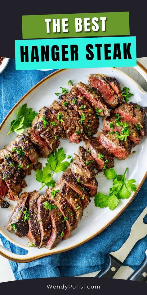 This Hanger Steak recipe is a carnivore's dream come true! With its robust flavors and succulent texture this steak offers a richness that's simply irresistible. With a caramelized crust that's a delightful contrast to the juicy interior, this is the perfect steak to serve friends and family. Whether you choose to grill it to smoky perfection or sear it on the griddle for that perfect char, this Hanger Steak recipe is a must-try for all meat lovers. Hanger Steak Recipes Cast Iron, Griddle Steak Recipes, Hanger Steak Marinade, Hanging Tender Steak Recipes, Hangar Steak Recipe, Beef Hanger Steak Recipe, Hanger Steak Recipes, Quick Pasta Dishes, Steak Marinade Recipes