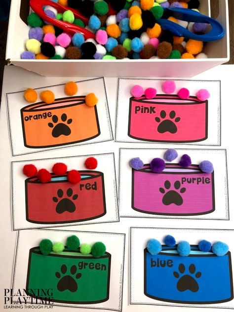 Pet Theme Fine Motor Activities, Dog Fine Motor Activities, Preschool Pets Unit, Library Preschool, Preschool Pet Activities, Preschool Pets, Prek Themes, Color Sorting Activities, Pet Theme