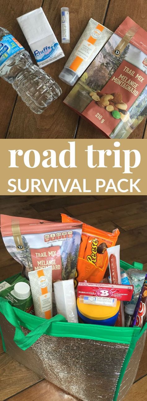 Road Trip Basket, Packing Road Trip, Road Trip Survival Kit, Travel Tips Packing, Survival Pack, Road Trip Gifts, Road Trip Kit, Road Trip Food, Road Trip Packing