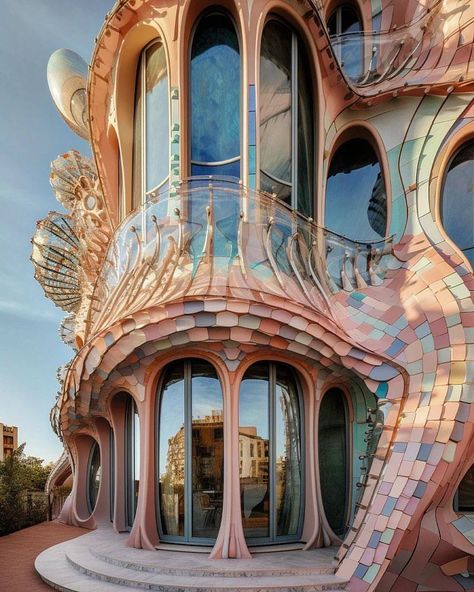 Art In Architecture, Colorful Architecture, Architecture Art Nouveau, Gaudi Architecture, Crazy Houses, Architectural Sculpture, Conceptual Architecture, Front Elevation Designs, Art Nouveau Architecture