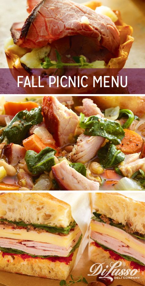 Fall Picnics, Fall Picnic Food, Winter Sandwiches, Fall Sandwiches, Romantic Picnic Food, Harvest Dinner Party, Cherry Turnovers, Easy Picnic Food, Luncheon Menu