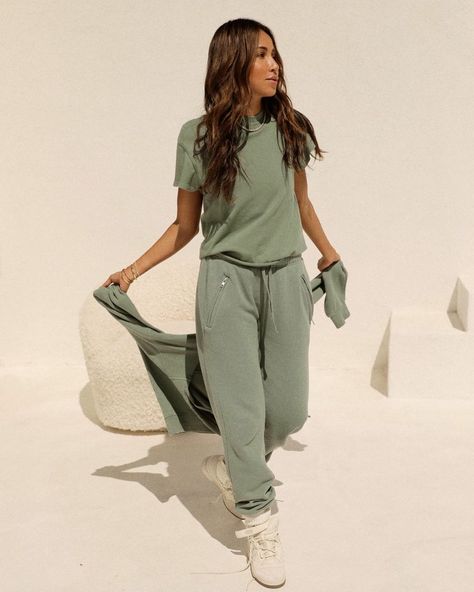 Green Sweatsuit, Light Olive Green, Sincerely Jules, Early Spring Outfits, Nike React, French Terry Fabric, Active Wear Pants, Petite Outfits, Spring Outfits Casual