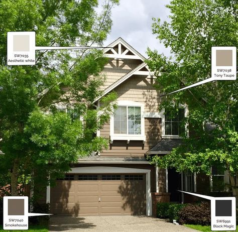 Tony Taupe Exterior, Tony Taupe Sherwin Williams, Sherwin Williams Tony Taupe, Taupe Sherwin Williams, Taupe Aesthetic, Tony Taupe, Taupe Exterior, Deck Refinishing, Exterior House Painting