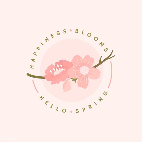 Pink cherry blossom badge vector | free image by rawpixel.com / manotang Cherry Blossom Logo, Cherry Blossom Vector, Blossom Background, Logo Nature, Cherry Blossoms Illustration, Logo Fleur, Free Logo Templates, Spring Images, Panda Design