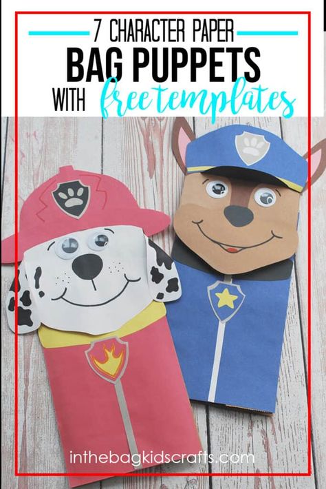 These Paw Patrol inspired paper bag puppets come with FREE printable templates so that you can make all of the characters easily. They are so much fun to make and lead to hours of creative play and story telling! #paperbagpuppets #pawpatrol #papercraftsforkids #paperbagcrafts Paw Patrol Crafts Preschool, Paw Patrol Crafts, Diy Paw Patrol, Alphabet Crafts Preschool, Paper Bag Crafts, Paper Bag Puppets, Summer Camp Crafts, Puppet Crafts, Paw Patrol Birthday Party