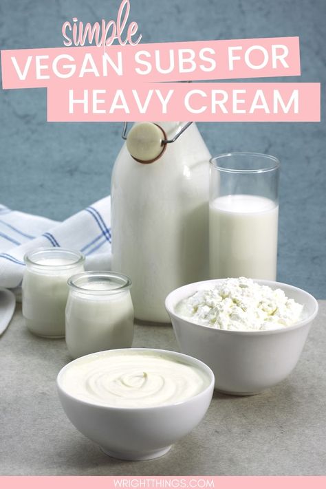 Dairy Free Heavy Cream, Homemade Heavy Cream, Vegan Heavy Cream, Cream Substitute, Heavy Cream Recipes, Heavy Cream Substitute, Ice Cream Aesthetic, Cream Sauce Pasta, Cooking Substitutions