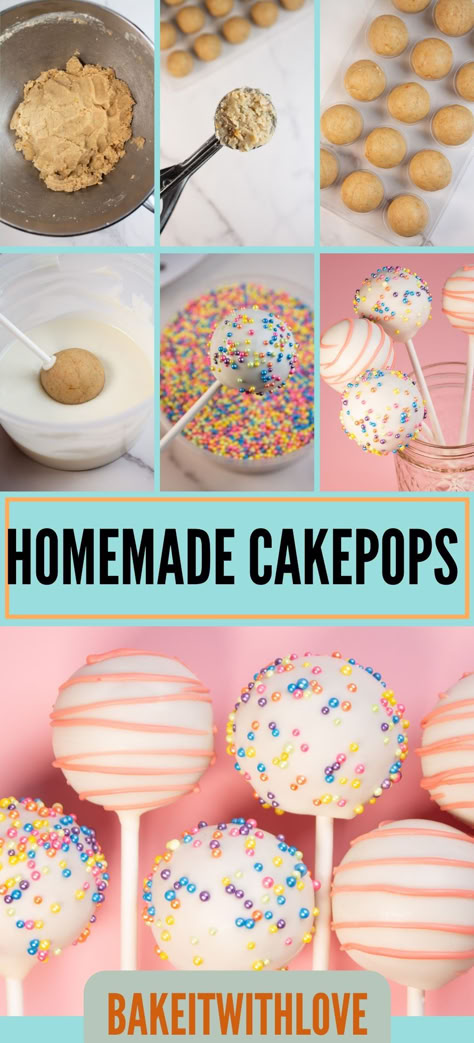 Homemade Cake Pops Easy Vanilla Cake Pops, Cake Pop Small Business, Best Way To Dip Cake Balls, Best Cakepop Recipes, How To Dip Cake Balls, Homemade Cake Pops From Scratch, Cake Pops In Silicone Mold, Cake Balls From Leftover Cake, Cake Pops For Baby Shower Girl