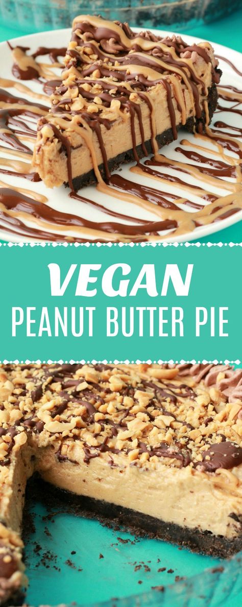 Vegan Peanut Butter Pie, Cheesecake Vegan, Dessert Oreo, Coconut Dessert, Oreo Cookie Crust, Cookie Recipes Unique, Vegan Pie, Brownie Desserts, Desserts Vegan