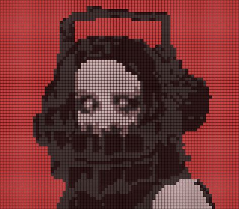 Alpha pattern #158216 variation #352074 | BraceletBook Michael Myers Alpha Pattern, Simple Grid Art, Horror Alpha Pattern, Horror Movie Cross Stitch, Meaty Beads, Scary Pixel Art, Halloween Alpha Pattern, Horror Pixel Art, Crochet Tapestries