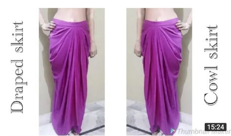 Drape Dhoti Dress, Cowl Skirt Pattern Drafting, How To Make Drape Skirt, Dhoti Skirt Pattern, Dhoti Style Skirt, Latest Dhoti Style Dress, Cowl Skirt Pattern, Draped Skirt Pattern Drafting, Drape Skirt Pattern Tutorials