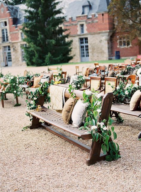 Photography by stevesteinhardt.com/ Event Design by bethhelmstetter.com  Read more - http://www.stylemepretty.com/2013/03/21/french-countryside-wedding-from-beth-helmstetter-events/ Outdoor Ceremony Seating, Wedding Ceremony Seating, Rustic Wedding Decorations, Green Themed Wedding, Theme Nature, Ceremony Seating, Bridal Musings, Ceremony Inspiration, Aisle Decor