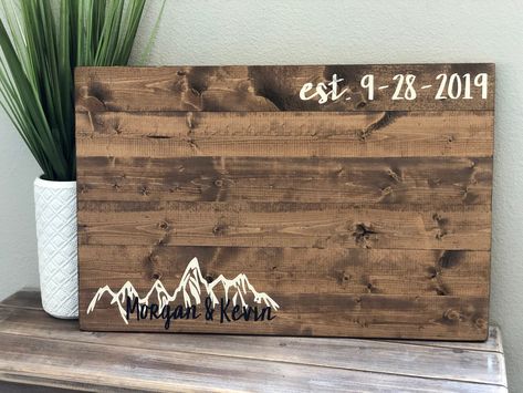 Rustic Pallet Wooden Guestbook Mountain Alternative Wedding Guest Book by BBSIGNSDESIGNS on Etsy Wedding Guest Book Ideas, Alternative Wedding Guest Book, Rustic Mountain Wedding, Guest Book Ideas, Marriage Reception, Wooden Guest Book, Colorful Bouquet, Wedding Guest Book Alternatives, Guest Book Alternatives