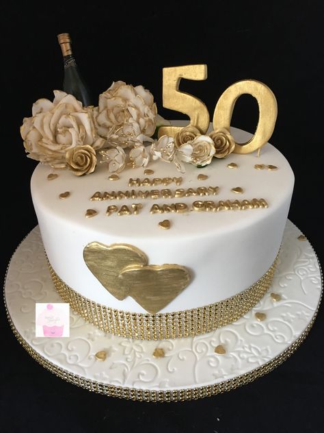 Gold Anniversary Cake, Wedding Cake Simple, Golden Wedding Cake, Golden Wedding Anniversary Cake, Wedding Cake Simple Elegant, 50th Wedding Anniversary Cakes, Happy Anniversary Cakes, Cake Simple, Wedding Anniversary Cake