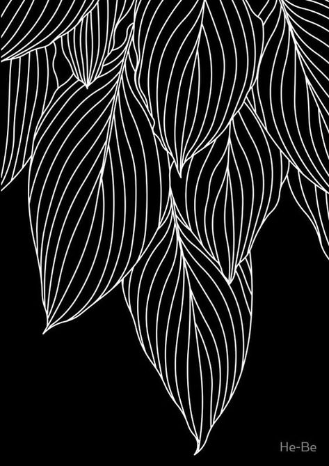 Copy of hosta leaves - white and green Art Deco Leaves, Black And White Designs Pattern, Black And White Flower Illustration, Black And White Design Graphic, Graphic Drawing Black And White, Black Page Art, Black And Green Painting, Black And White Art Ideas, Black And White Drawing Ideas