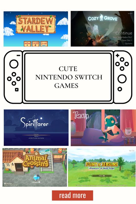 Cute and Cozy  Nintendo Switch Games Comfy Nintendo Switch Games, Chill Nintendo Switch Games, Cute Games Nintendo, Video Games Recommendations, Multiplayer Switch Games, Good Nintendo Switch Games, Free Cozy Pc Games, Cottagecore Switch Games, Switch Games Cozy