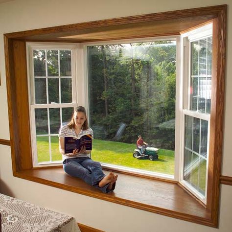 Blinds For Arched Windows, Bay Window Design, Bay Window Treatments, Bay Window Living Room, Vinyl Replacement Windows, Bay Window Seat, Window Seat Design, Garden Window, Window Projects