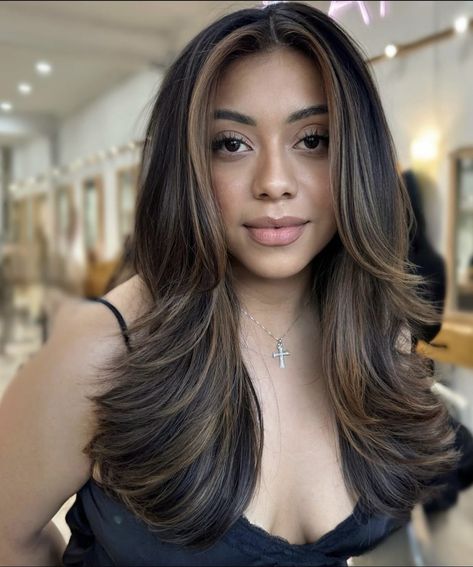 Hair Colors For Olive Skin, Garnier Hair Color, Brown Hair Looks, Brown Hair Inspo, Olive Skin Tone, Hair Inspiration Long, Brunette Hair With Highlights, Black Hair With Highlights, Dark Hair With Highlights