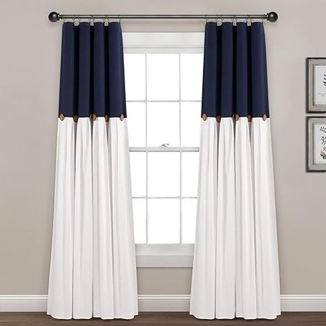 Amazon.com: Lush Decor Linen Button Farmhouse Curtains, Single Panel, Pleated Two Tone Design 40"W x 95"L, Linen : Home & Kitchen Modern Farmhouse Curtains, Blackout Window Treatments, White Blackout Curtains, Dark Panels, Modern Farmhouse Home Decor, Classic Farmhouse, Candle Wall Decor, Lush Decor, Farmhouse Curtains