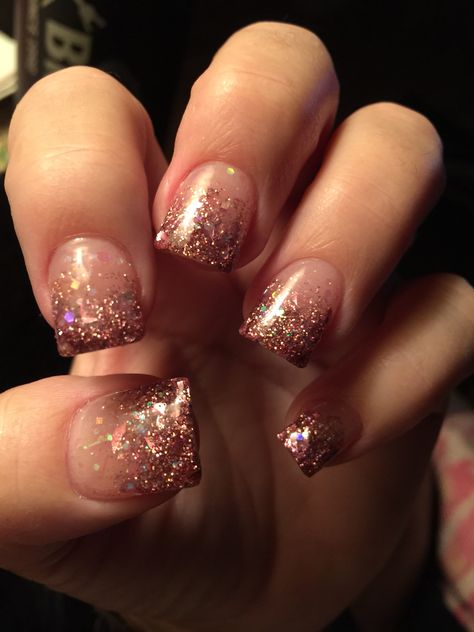 Chic Champagne colored faded acrylic nails                                                                                                                                                                                 More Champagne Nails, Gel Nails Long, Nail Design Glitter, Nails 2018, November Nails, Fall Acrylic Nails, Her Nails, Thanksgiving Nails, Sparkle Nails