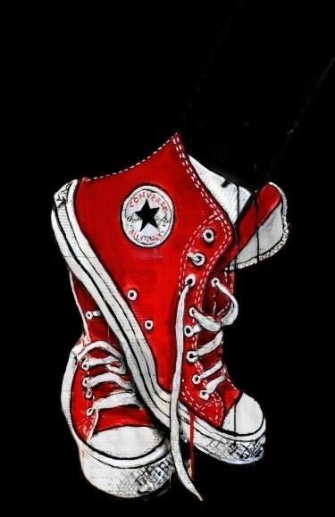 Painting Of Converse, Art Converse, Converse Wallpaper, Biker Logo, Afrique Art, Pop Art Wallpaper, Shoe Art, Converse All Star, 그림 그리기