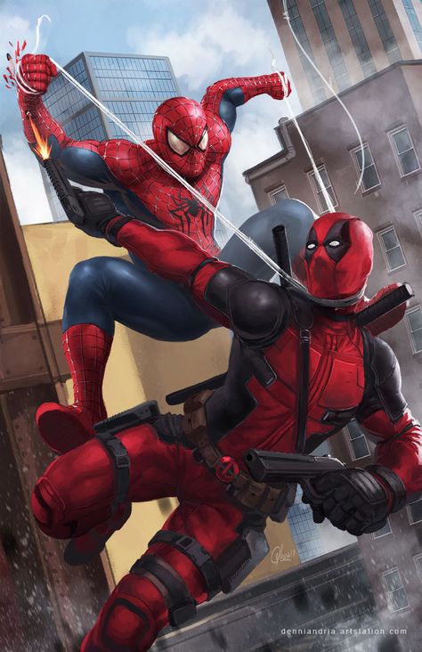 Deadpool vs spiderman, denni andria on ArtStation at https://www.artstation.com/artwork/moBJy Deadpool Y Spiderman, Wallpaper Spiderman, Deadpool X Spiderman, Deadpool Funny, Deadpool Art, Deadpool And Spiderman, Deadpool Comic, Deadpool Wallpaper, Dead Pool