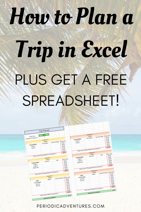 Planning a trip and specifically a vacation budget is made much easier using Excel spreadsheets. Click here to read a full tutorial on how to plan a trip! Travel Budget Worksheet, Trip Planning Template, Vacation Planner Template, Travel Budget Planner, Vacation Budget, Budget Planner Free, Travel Planner Template, Vacation Itinerary, Budget Vacation