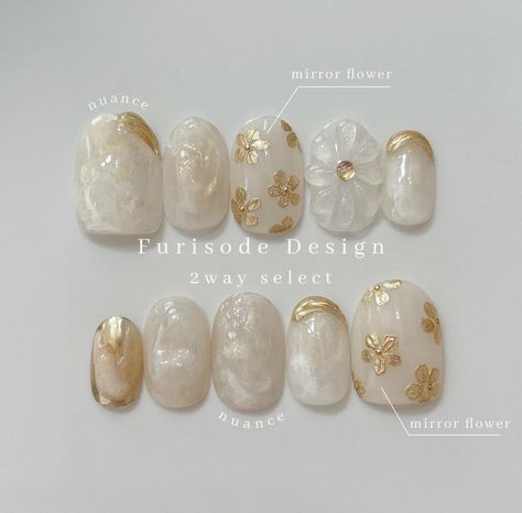 Neutral Japanese Nail Art, Ivory Nail Designs, Simple Everyday Nails, Nail Art Wedding Elegant White, Neutral Floral Nails, Ivory Nails, Rodeo Nails, Elegant Touch Nails, Velvet Nails