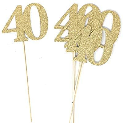 Cheers To 40 Years Cake, 40th Birthday Centerpieces, Cheers To 40 Years, 40th Anniversary Party, Number 40, 8 Number, Cake Bunting, Birthday Gold, Birthday Centerpieces