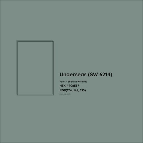 Sherwin Williams Underseas (SW 6214) Paint color codes, similar paints and colors Sherwin Williams Underseas Paint, Underseas Paint Color, Underseas Sherwin Williams, Sw Underseas, Sherwin Williams Underseas, Stardew Sherwin Williams, Zyla Colors, Analogous Color Scheme, Paint Color Codes