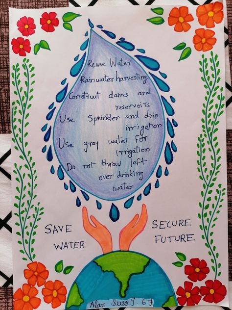 Poster on save water One Water Poster Ideas, Water Awareness Poster, Water Pollution Poster Creative, Save Water Drawing Creative, Save Water Save Earth Posters, Poster On Water Pollution, Water Conservation Poster Schools, Water Pollution Project For School, How To Save Water Poster