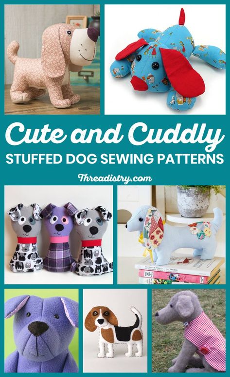 What a cute and cuddly collection of stuffed dog sewing patterns. Whether making one for a baby, toddler or adult animal lover, these are the best DIY dog plush toys. Make them from felt, fleece or your other choice of fabric. #dogpattern #sewingtoys #handmadetoys Stuffed Animal Dog Pattern, Free Sewing Patterns For Kids Toys, Soft Toy Dog Pattern Free Sewing, Diy Dog Stuffed Animal, Diy Dog Plush, Fabric Dog Pattern, Free Stuffed Dog Sewing Patterns, Plush Dog Pattern, Free Dog Patterns Sewing