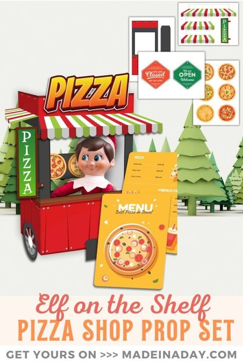 Get in on the holiday fun with our Elf on the Shelf Printable Pizza Shop prop set! Download and print your very own interactive pizza-making experience today. elf on the shelf printable props, elf on the shelf printables, elf on the shelf printable cutouts, elf on the shelf free printable props Elf On Shelf Printables Props, Elf On The Shelf Printables Free Props, Elf On The Shelf Free Printables, Elf Free Printables, Pizza Cart, Elf Printables Free, Elf On Shelf Printables, Printable Cutouts, Elf On The Shelf Printables