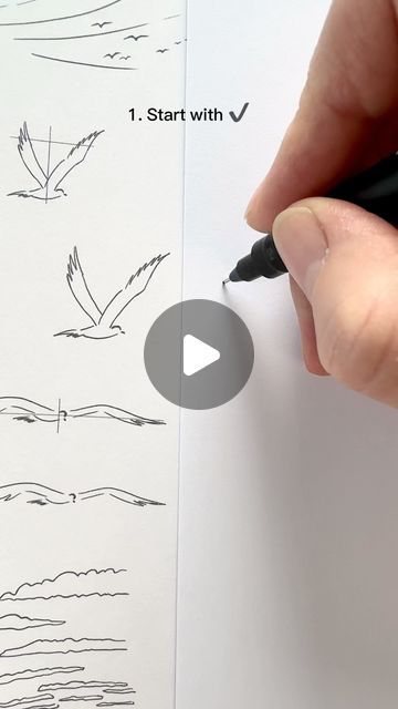 Drawing A Bird, Bird Doodles, Simple Bird Drawing, Bird Pencil Drawing, Draw A Bird, Beginner Drawing Lessons, Animal Caricature, Drawing Desk, Sketching Tips