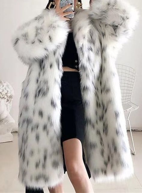 Leopard Print Faux Fur Coat, Faux Fox Fur Coat, Womens Faux Fur Coat, Long Faux Fur Coat, Long Overcoat, Long Winter Coats, Fur Coats Women, Fox Fur Coat, Fur Fashion