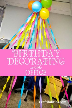 Easy & inexpensive - Birthday DECORATING at the OFFICE - cubical / desk idea - SURPRISE your Co-Worker / Boss -  streamers, balloons, cake Cubicle Birthday Decorations, Best Friend Birthday Surprise, Office Birthday Decorations, Birthday Surprise Ideas, Streamer Decorations, Surprise Ideas, Coworkers Birthday, Coworker Birthday Gifts, Boss Birthday