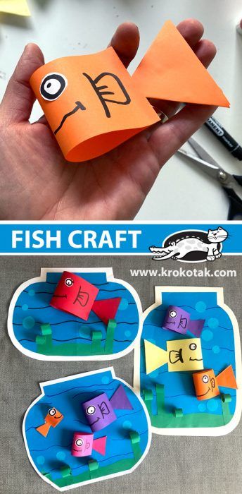 Fish Kindergarten Craft, Fish Craft For Kindergarten, Storytime Crafts Preschool, Make Fish Crafts, Paper Crafts For Kindergarteners, F For Fish Craft, Summer Kids Art Projects, Fish Making With Paper, Summer Paper Crafts For Kids