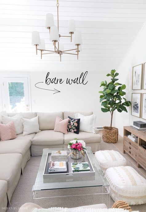 Ideas for decorating our bare living room wall! Bare Wall Ideas, Driven By Decor, Ideas For Decorating, Room Walls, Gothic Home Decor, Home Decor Signs, Wall Ideas, Cheap Decor, Large Living Room