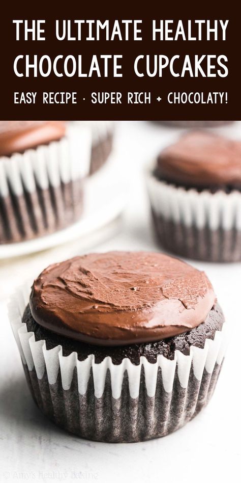 Low Calorie Chocolate Cupcakes, Healthier Cupcakes For Kids, Chocolate Cupcakes From Scratch, Healthy Chocolate Cupcakes, Healthy Cupcake Recipes, Low Calorie Chocolate, Cupcakes Homemade, Kids Foods, Best Chocolate Cupcakes