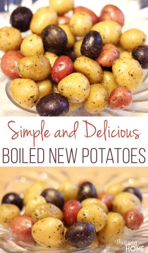 10 minute festive side dish for any holiday or weeknight meal. Boiled New Potatoes, Small Potatoes Recipe, Boiled Baby Potatoes, Baby Potato Recipes, Red Potato Recipes, Thriving Home, Small Potatoes, Potatoes Recipes, New Potatoes