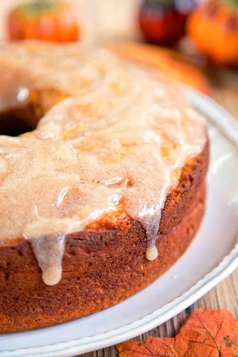 Pumpkin Pound Cake with Buttermilk Glaze - The perfect Fall dessert. I took this to a holiday party and it was a huge hit! Everyone asked for the recipe! Sugar, butter, eggs, pumpkin, vanilla, flour, pumpkin pie spice, baking soda, baking powder, salt, and buttermilk. The buttermilk glaze really puts this cake over the top! This is definitely going on our Thanksgiving menu! #pumpkin #cake #poundcake #buttermilk #thanksgiving Pound Cake With Buttermilk, Fall Menus, Cake With Buttermilk, Pumpkin Foods, Buttermilk Glaze, Christmas Catering, Pumpkin Pound Cake, Luncheon Menu, Christmas Luncheon