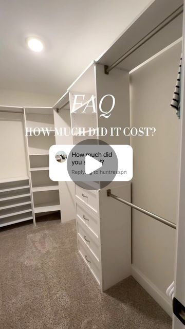 10K likes, 1,932 comments - creatively.crisp on July 9, 2024: "Here is a detailed cost breakdown and every item in total I used to transform our master closet with the @closetmaid system! CLOSET DIMENSIONS: 9ft x 4ft7in and 8ft ceilings Everything was incredibly easy to build- this took me 2 days to complete working on it on and off and that includes removing and patching up the old closet. Comment “Lowe’s closet makeover” for 🔗 to everything sent to your inbox! Make sure you’re following White Walk In Closet Ideas, Walk In Closet Basement, Room To Closet Conversion, Closet Renovation Ideas Small Walk In, Small Walk In Closet Ideas With Dresser, Master Closet Must Haves Walk In, Walk In Closet Transformation, Simple Walk In Closet Ideas Layout, Closet Evolution Home Depot