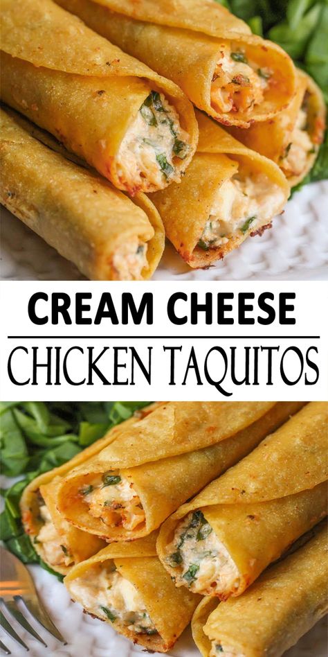 Cream Cheese And Chicken, Seafood Ideas, S Mores Cupcakes, Taquitos Recipe, Chicken Taquitos, Recipes Cookies, Cheese Chicken, Cream Cheese Chicken, Delicious Lunch