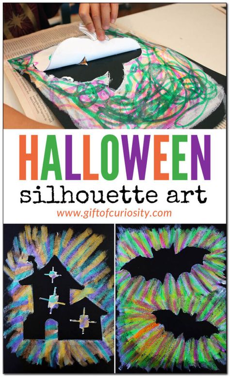 Art Plastique Halloween, Halloween Silhouette, Halloween Art Projects, Halloween Crafts Preschool, Free Printable Halloween, Halloween Arts And Crafts, Halloween Classroom, Fun Halloween Crafts, Halloween Preschool