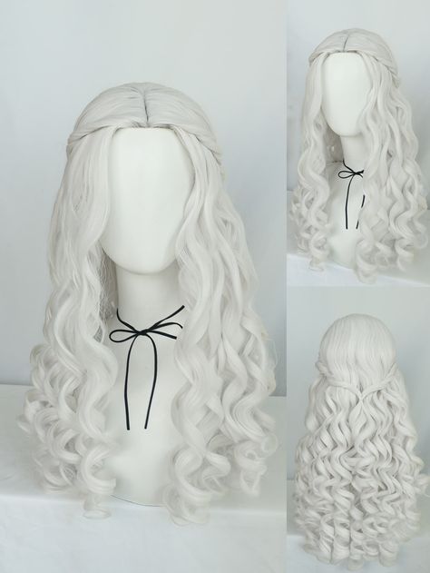 White  Collar  Synthetic Fiber  No Bangs Wig Embellished   Wigs & Accs Eldritch Blast, Cartoon Costume, Halloween Party Props, Cartoon Costumes, Comic Cartoon, Princess Cosplay, Cosplay Hair, Queen Costume, Holiday Halloween