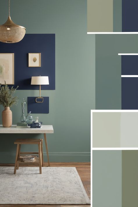 Curious about maximizing productivity? Discover the top strategies to enhance efficiency and achieve your goals in this article. #ad     #Colortrend #wallpaint2024  #color2024  #DIYpainting  ##DIYhomedecor  #Fixhome Green And Blue Home Aesthetic, Green Blue Interior Design, Colour Palette For Kitchen, Sage Green Home Office, Navy And Green Color Palette, Blue And Green Interior Design, Sage And Blue Color Palette, Navy And Sage Living Room, Living Room Colors 2024