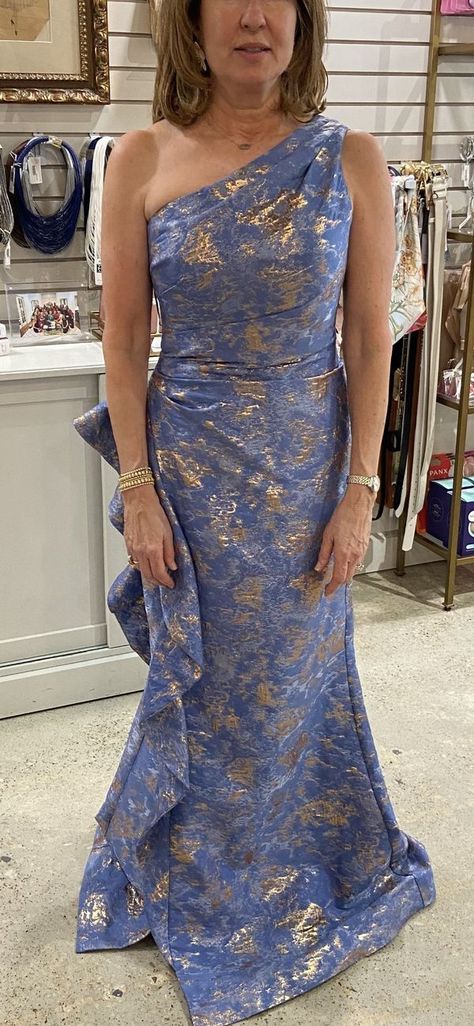 Mother of the Bride or Groom and guest dresses . | Teri Jon Jacquard One Shoulder Side-Ruffle Gown | Facebook Ruffle Gown, Teri Jon, Bride Dresses, Look Alike, Mother Of The Bride Dresses, Guest Dresses, Mother Of The Bride, The Bride, One Shoulder