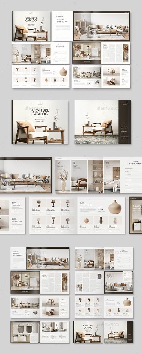 Landscape Furniture Catalog, Print Templates | GraphicRiver Presentation Furniture Design, Catalog Design Inspiration, Landscape Furniture, Interior Brochures, Catalogue Design Templates, Catalog Design Layout, Furniture Magazine, Furniture Graphic, Catalogue Layout