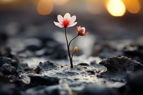 Premium AI Image | a single flower is growing out of the ground Flower Growing Through Concrete, Singular Flower, Flower Growing, Small Pink Flowers, Drawing Architecture, Perspective Drawing Architecture, Extremely Funny, Perspective Drawing, Artist Models