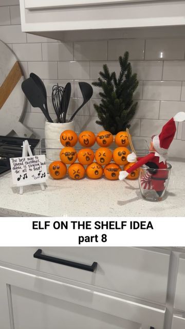 Mallory Lee | Stylish Mom | Dallas, TX on Instagram: "🎄 Elf on the Shelf Maestro 🍊✨ Bringing a citrusy twist to the holiday cheer with a choir of singing oranges! 🎶🧡 Our elf is conducting the sweetest symphony of the season. . Follow for more elf ideas! . . . . . . . #ElfOnTheShelf #elfontheshelfideas #elfonashelf #elfideas #kidschristmas #christmastradition #christmasforkids"